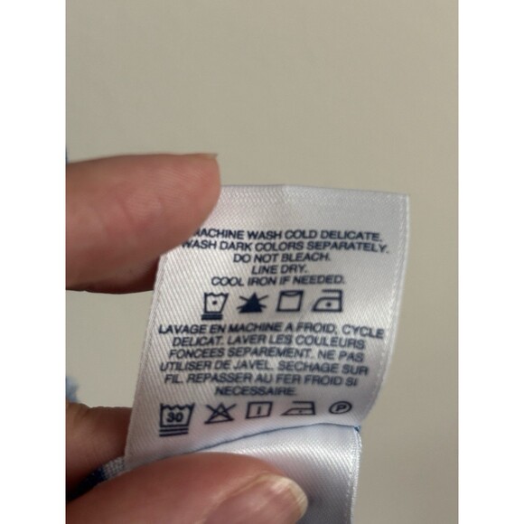 Lands End Mens XL Tall Casual Button Up Shirt 100% LINEN‎ Blue Preppy Summer - Picture 4 of 5